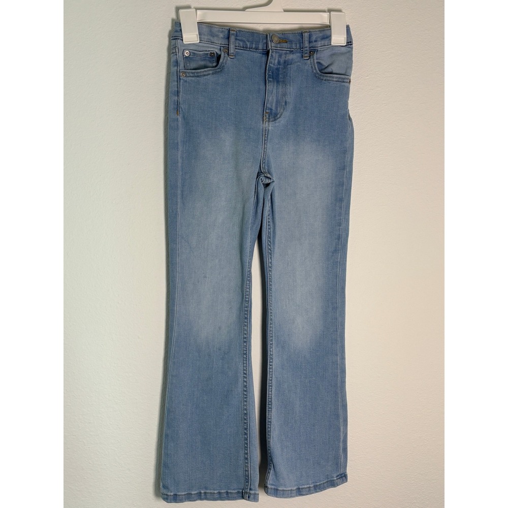 Free Assembly Girls Flare Jeans Light Wash Denim Size 10 High Rise Stretch